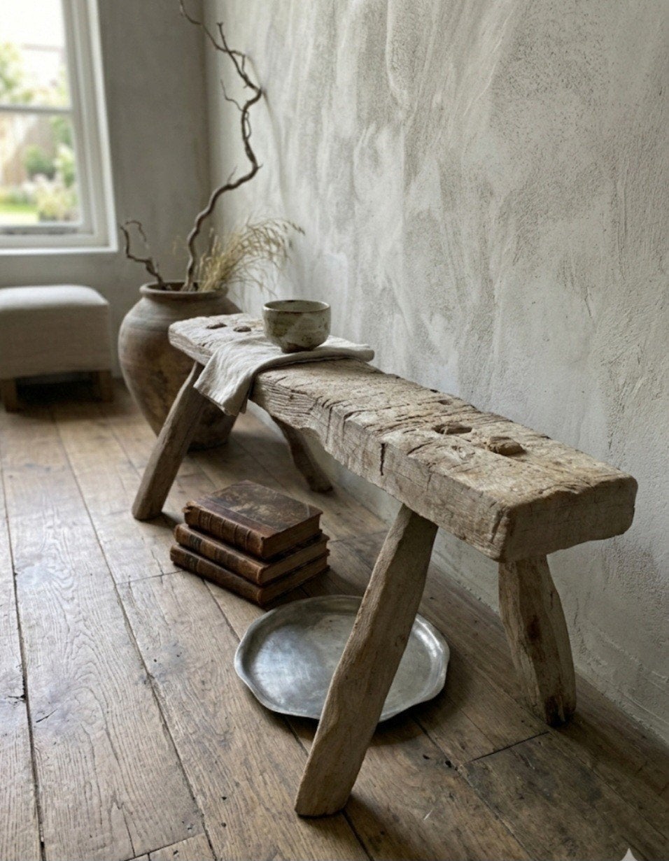 Uniek doorleefd houten bankje - Wabi Sabi / Landelijk, Ophalen