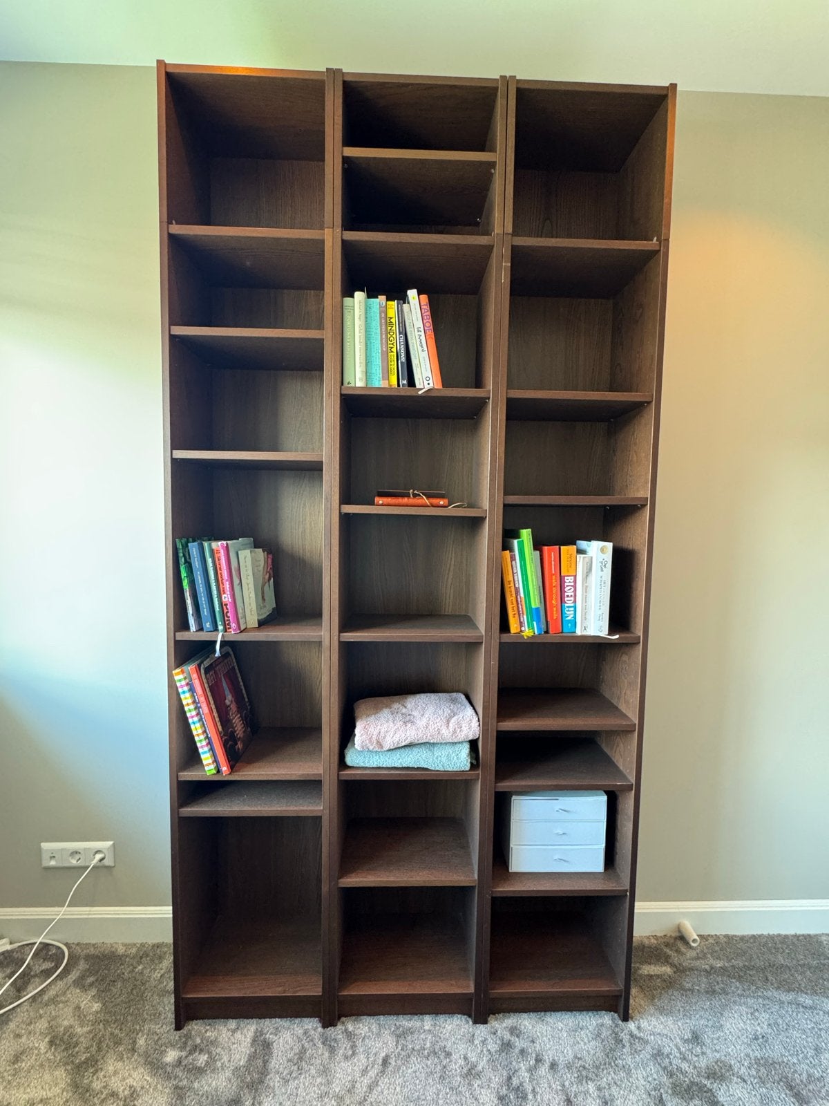 IKEA Billy Boekenkast - 3 Delig, Bruin, Extra Hoog, Ophalen, Met plank(en), Gebruikt, 100 tot 150 cm