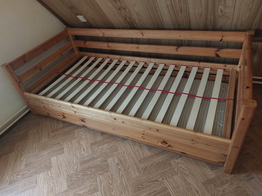 Halfhoogslaper met extra bed, Ophalen, Hoogslaper, Eenpersoons, 210 cm