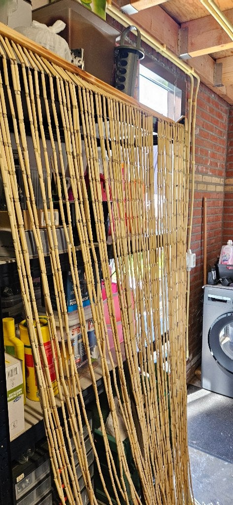 Bamboo tubes gordijn, Ophalen, Met haken, 230 cm, Geel