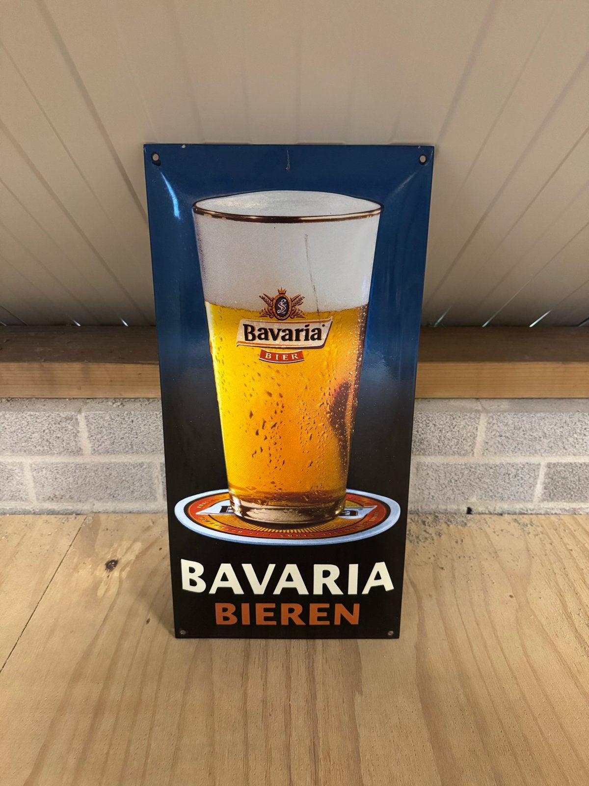 Vintage Bavaria Bier Emaille Bord - Perfect voor Verzamelaar, Ophalen of Verzenden