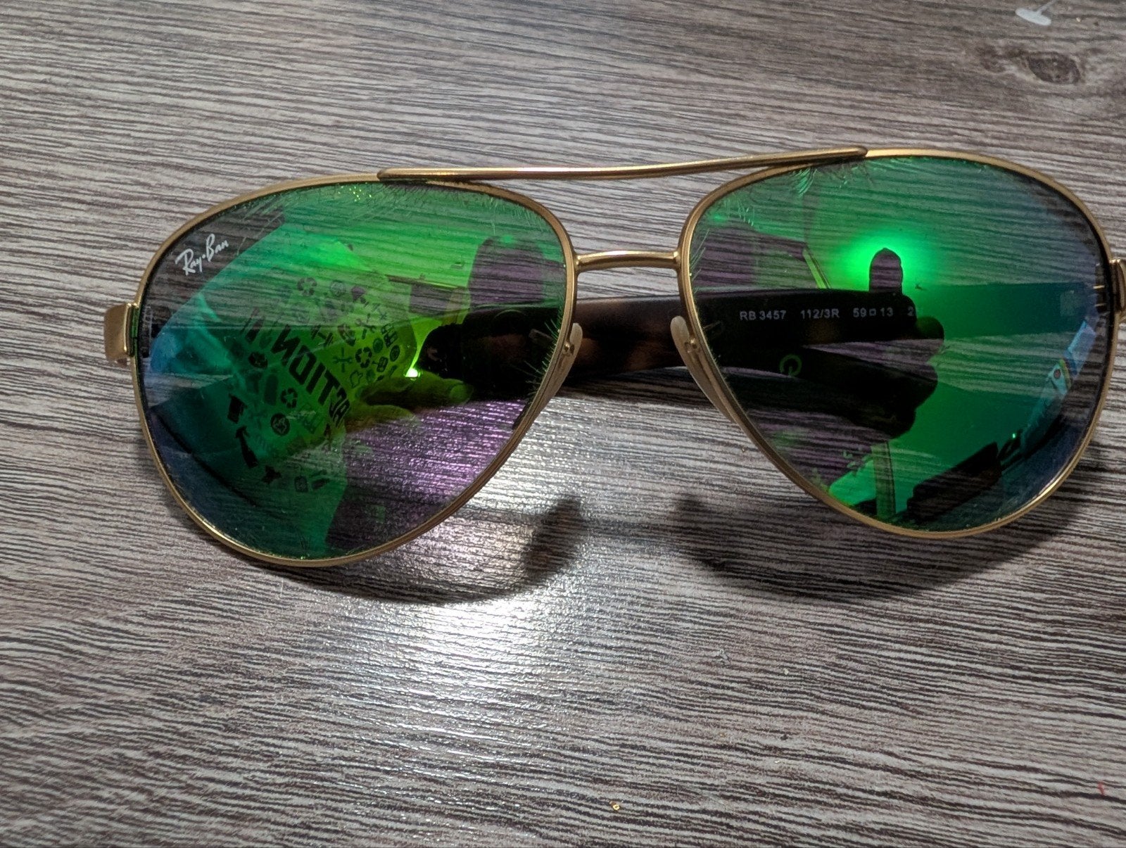 Ray-Ban Zonnebril met Groene Spiegelglazen, Gebruikt, Zonnebril, Ophalen of Verzenden, Ray-Ban