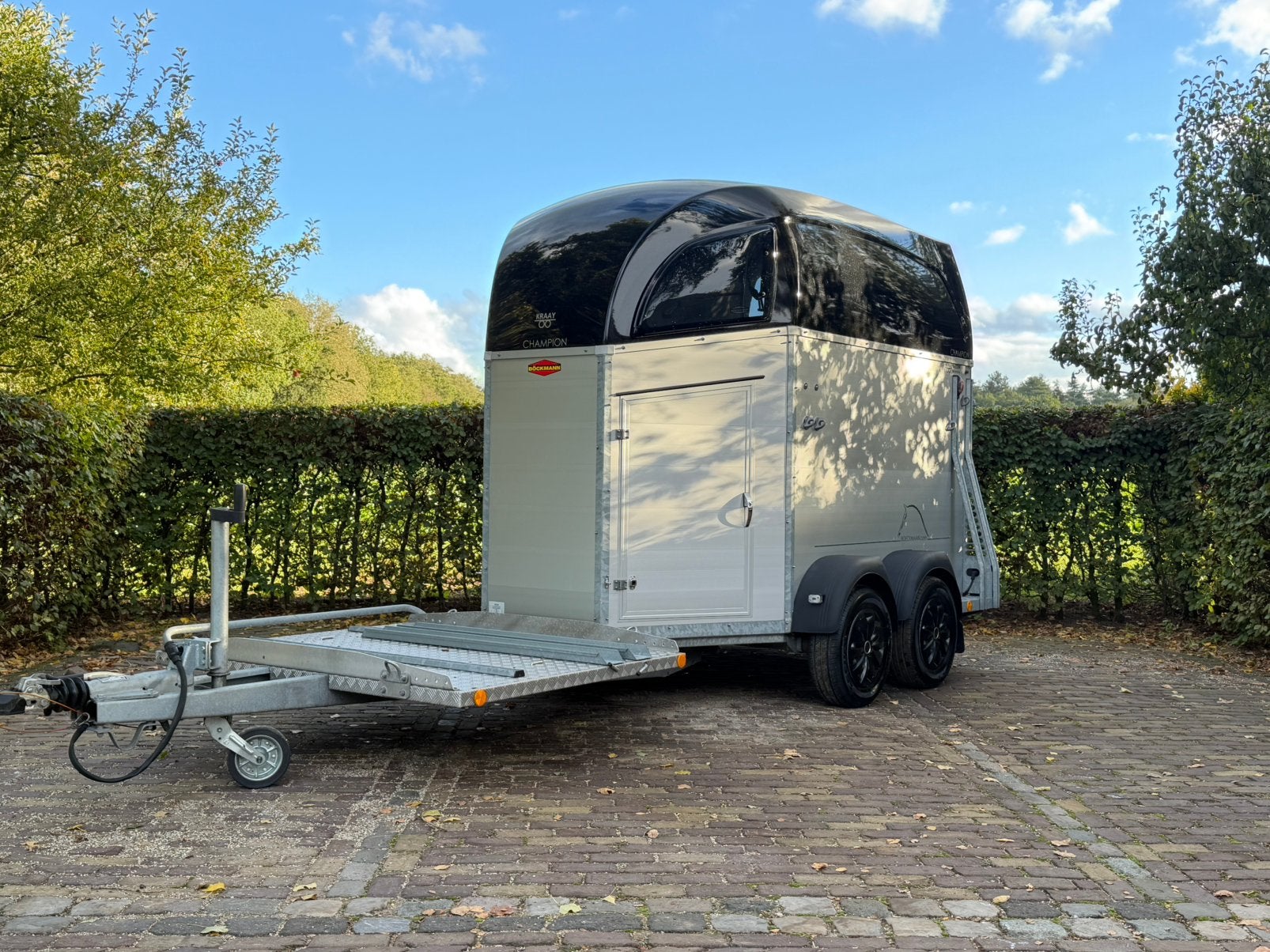 Prachtige bockmann koetsentrailer vol aluminium, zadelkamer, Ophalen, Aluminium, Zo goed als nieuw, 2-paards trailer