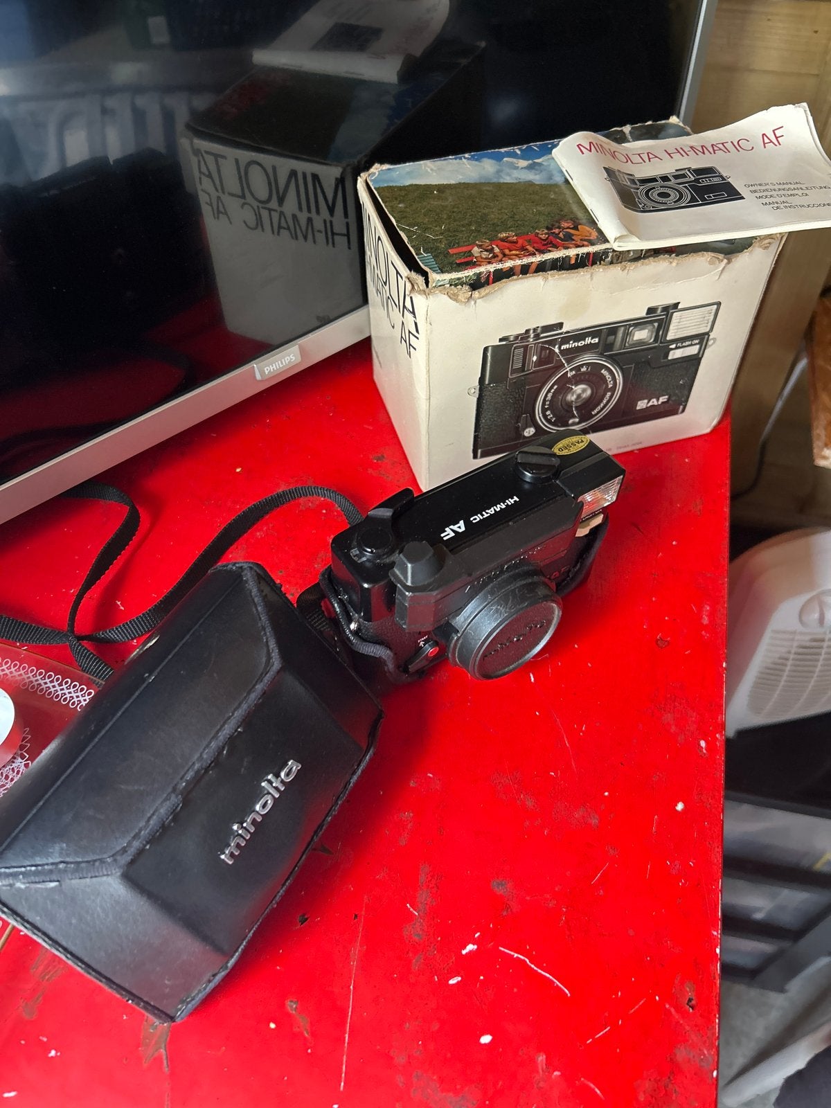 Minolta Hi-Matic AF - Eerste Autofocuscamera - Complete Set, Ophalen of Verzenden, Zo goed als nieuw, Compact, Minolta