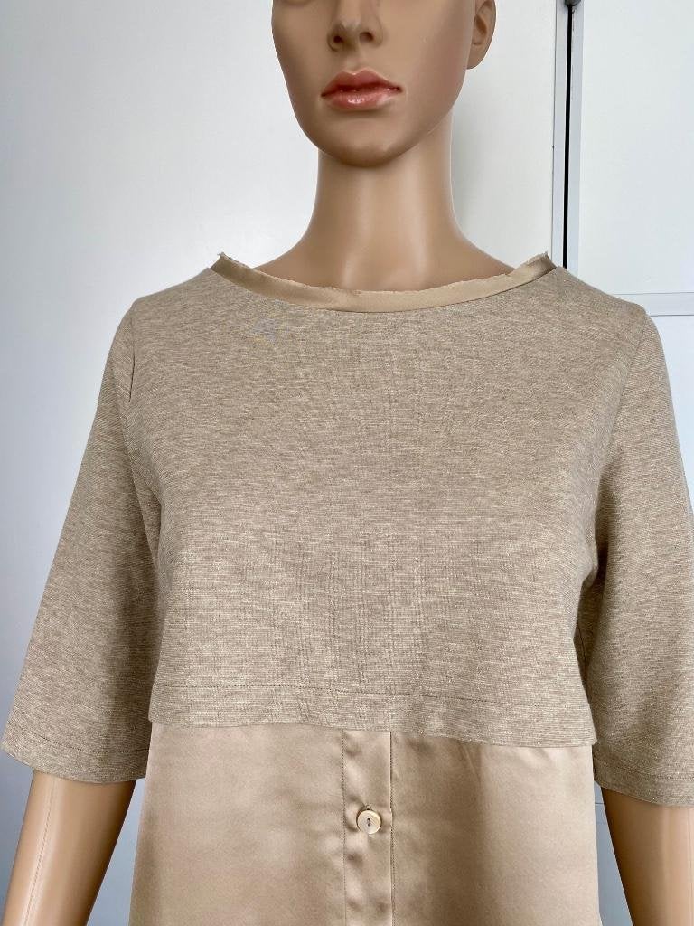 H148 Nieuw: Blubianco maat 40=M zijden top blouse beige, Kleding | Dames, Maat 38/40 (M), Nieuw, Ophalen of Verzenden, Blubianco