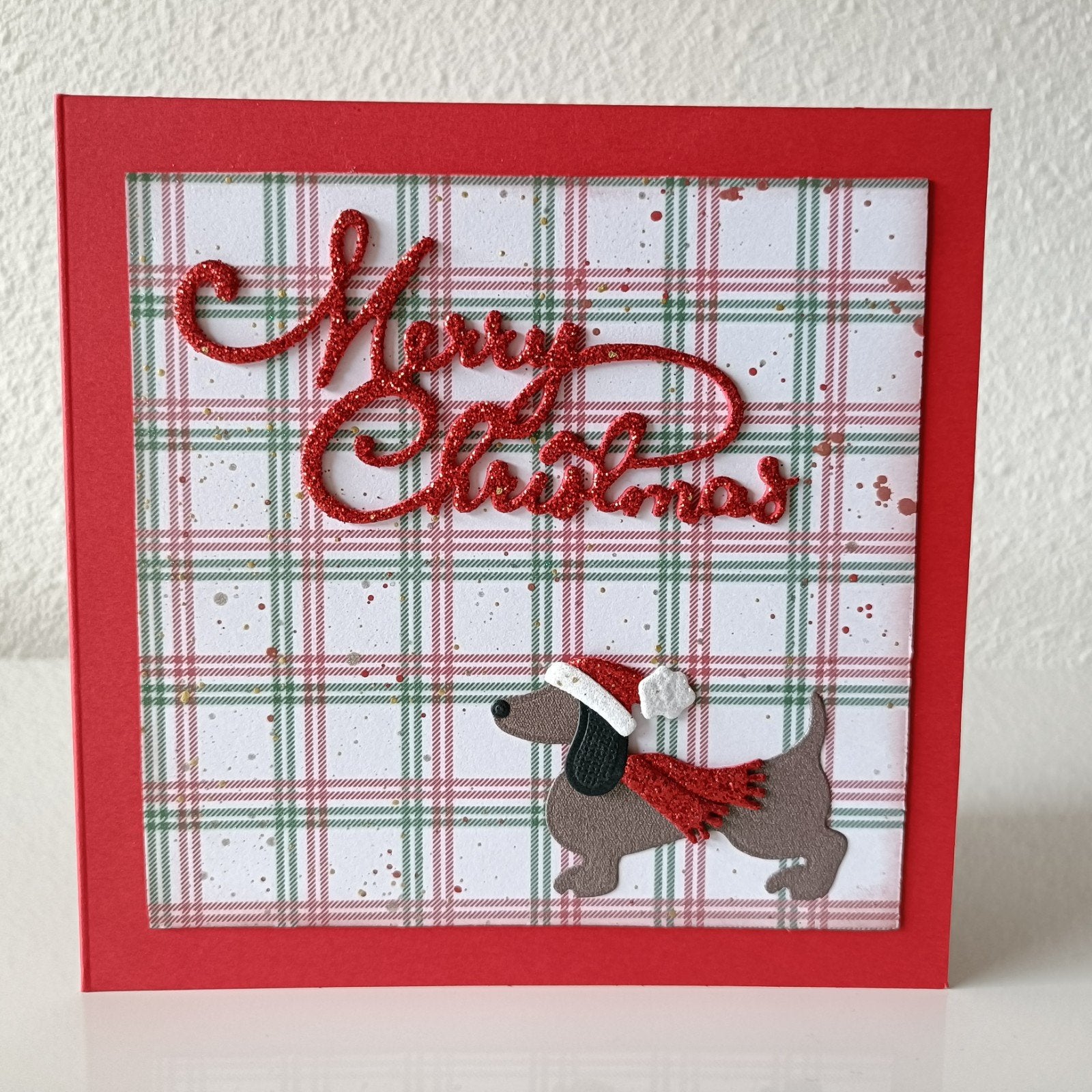 Zelfgemaakte kerstkaart met teckel, Ophalen of Verzenden, Nieuw