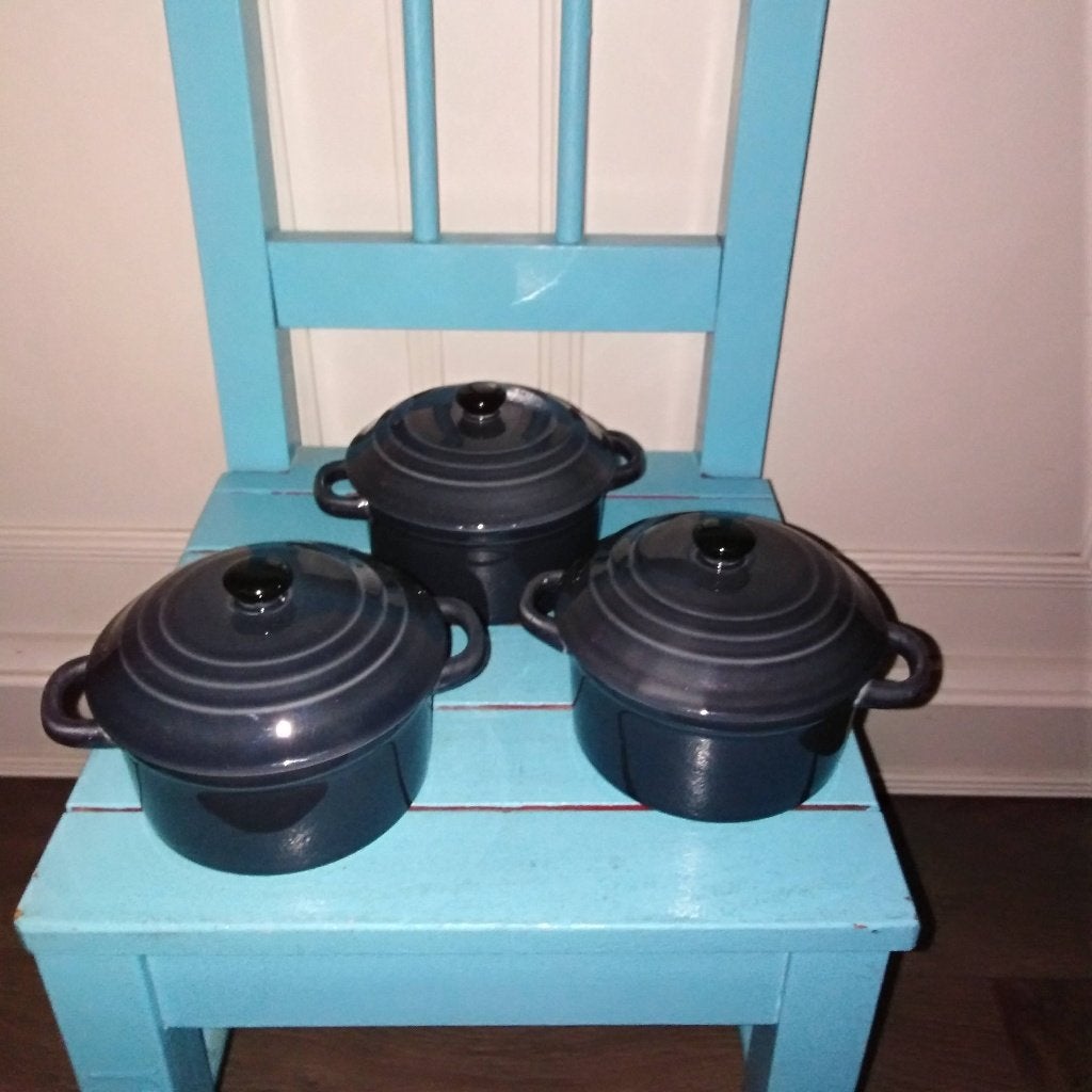 Mini pannetjes grijs 3 stuks, Huis en Inrichting, Ophalen, Steen/keramiek, Grijs, Overige typen