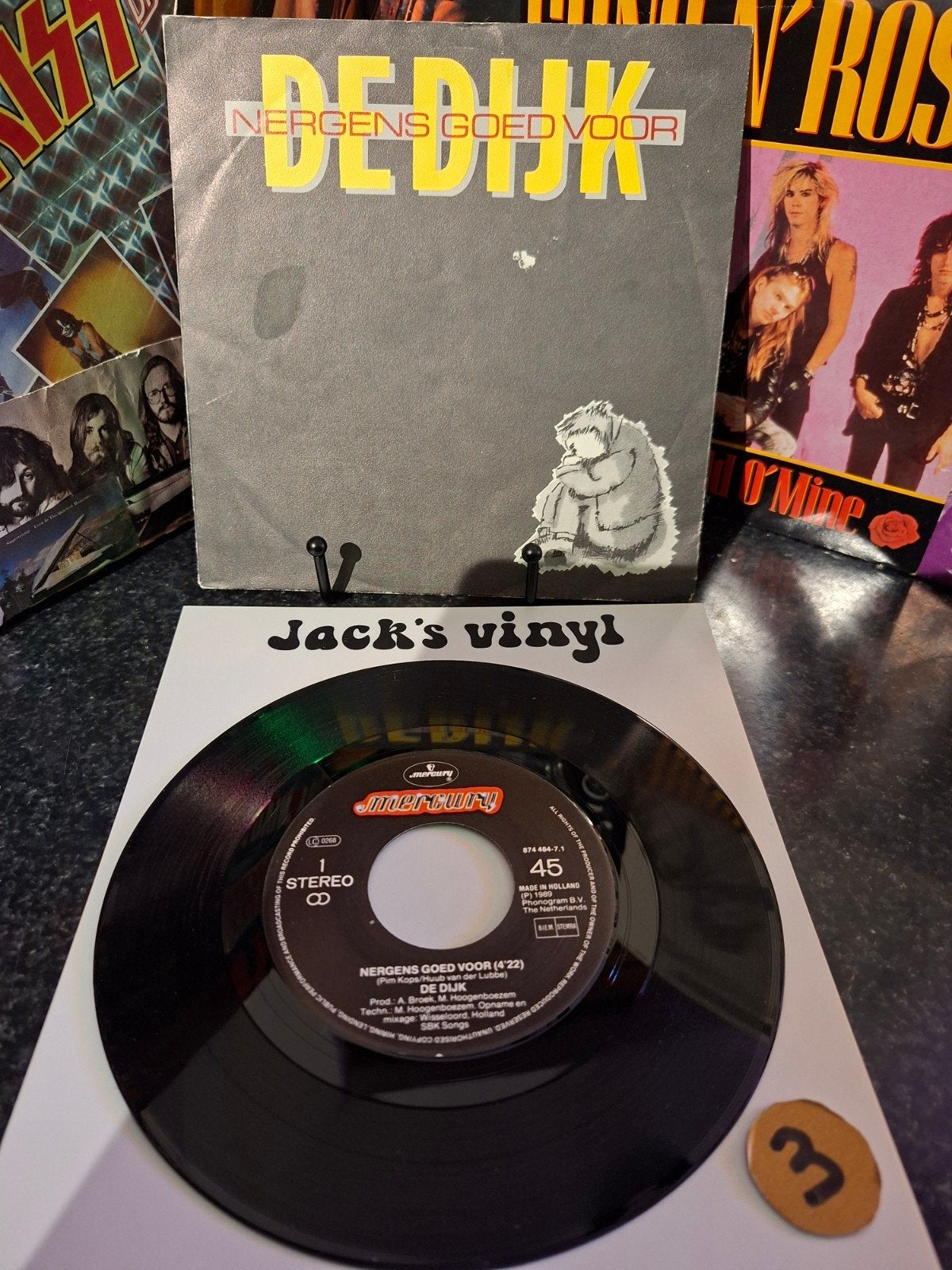 De Dijk - Nergens Goed Voor (Vinyl Single)1989, Gebruikt, 7 inch, Ophalen of Verzenden, Fotohoes