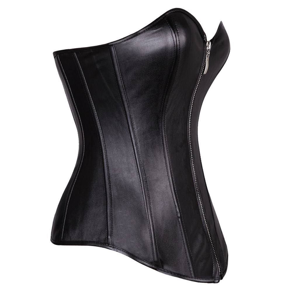 Dames zwart korset met rits corset lak sexy leren, Verzenden, Zwart, Body of Korset