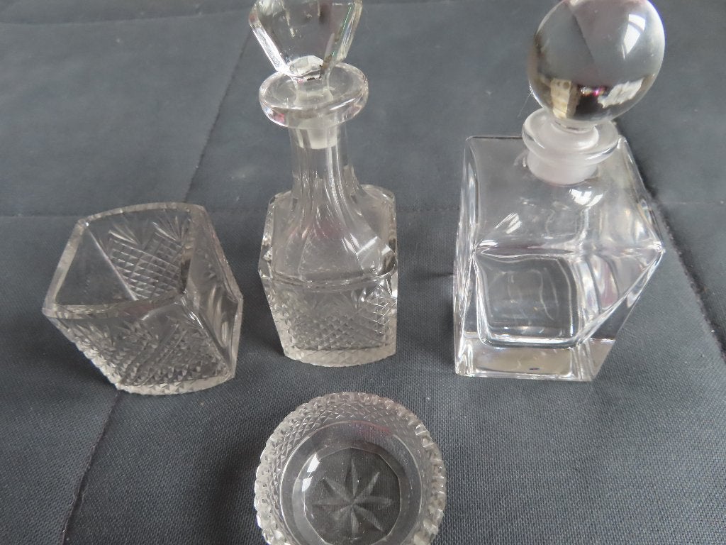 Olie of Azijn flesjes van kristal, Antiek en Kunst, Antiek | Keramiek en Aardewerk, Ophalen of Verzenden