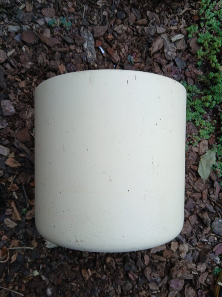 bloempot wit plastic 1, Tuin en Terras, Kunststof, Gebruikt, Rond, Binnen