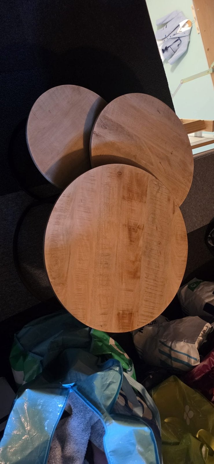 Salontafels 3st. Mangohout, Ophalen, Zo goed als nieuw, Rond, 50 tot 100 cm