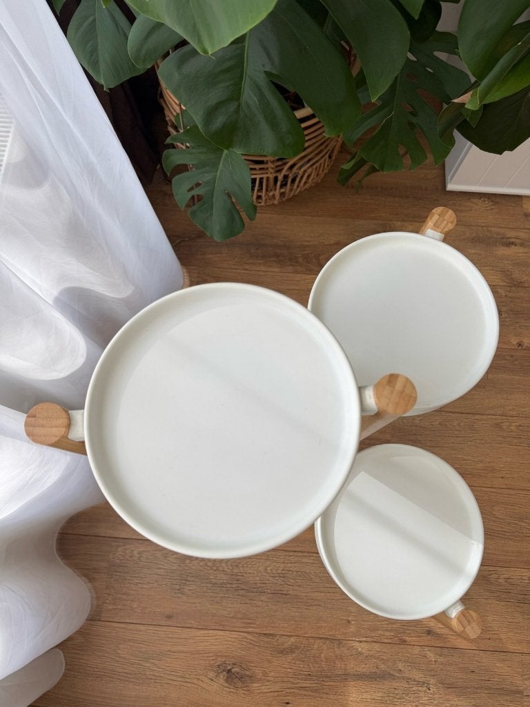 IKEA Satsumas 3-tier plant stand – bamboo/white, 78 cm, Ophalen, Overige materialen, Rond, Binnen