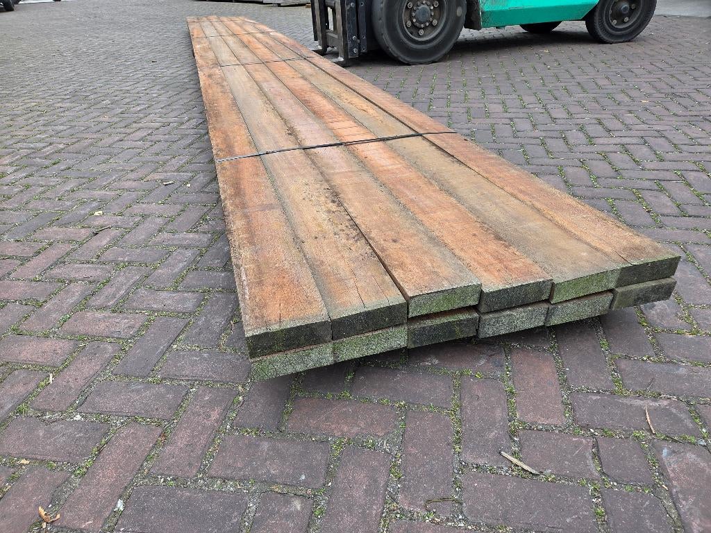 12 Hardhouten balken 4.7x14.5 cm / 8 meter lang - nr: HB90, Ophalen, Nieuw, Hardhout, 250 cm of meer