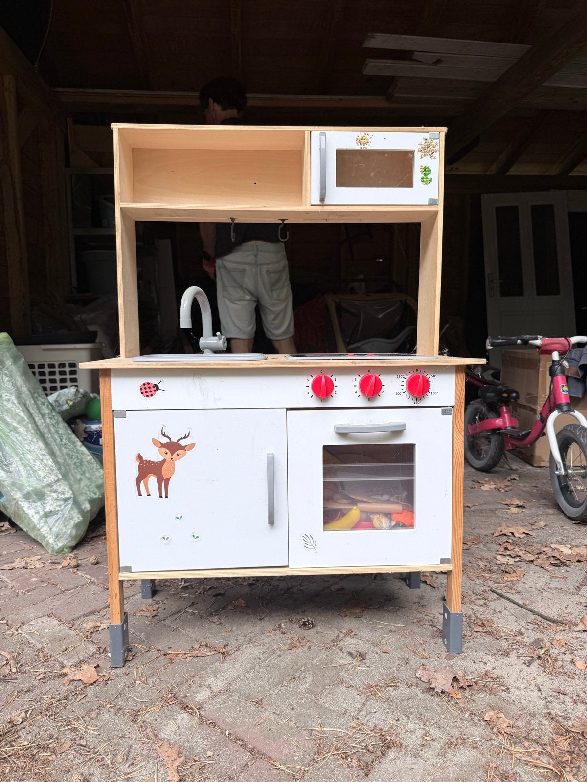 Houten speelkeuken met accessoires, Kinderen en Baby's, Ophalen, Gebruikt, Hout, Speelkeuken