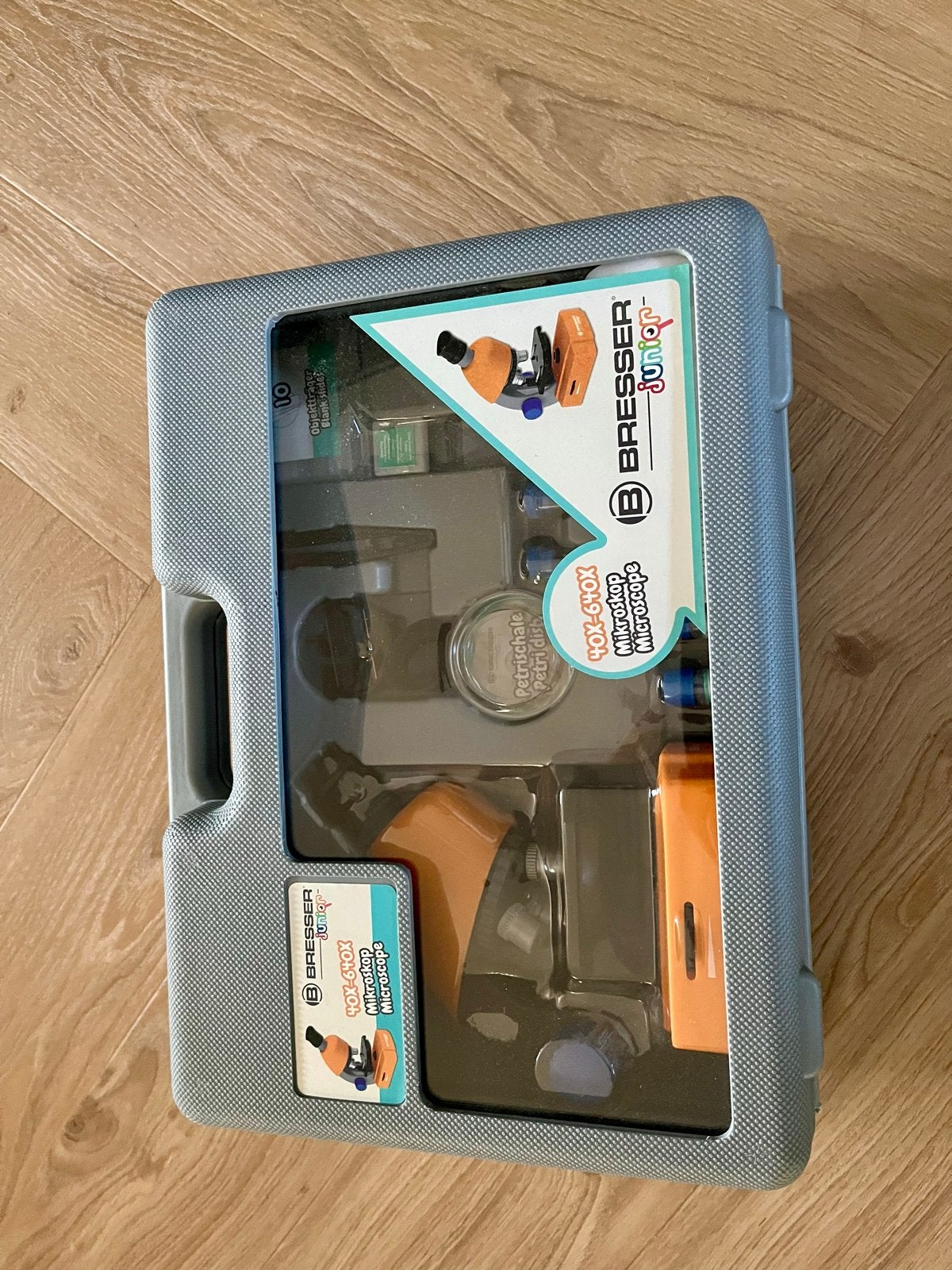 Bresser Junior Microscoop Set 40x-640x met Koffer, Audio, Tv en Foto, Optische apparatuur | Microscopen, Ophalen, Zo goed als nieuw