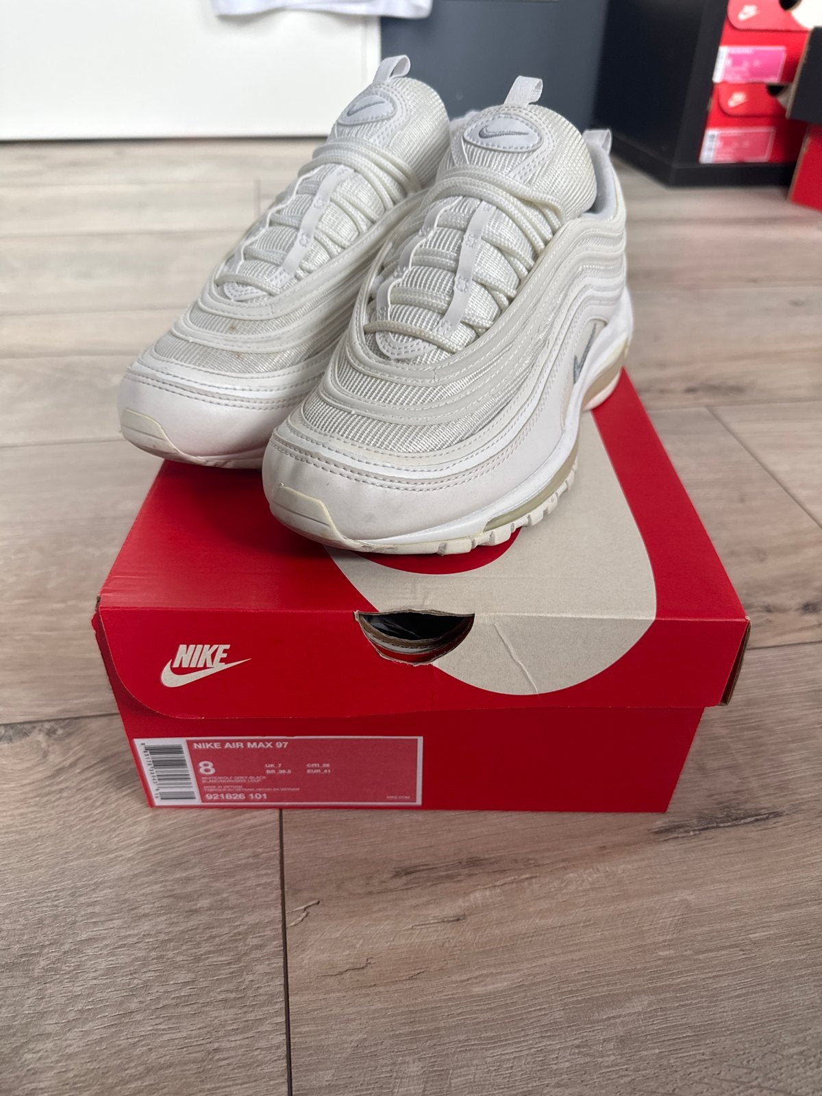 Nike Air Max 97 Witte Sneakers - Maat 41, Ophalen, Wit, Sneakers of Gympen, Gedragen