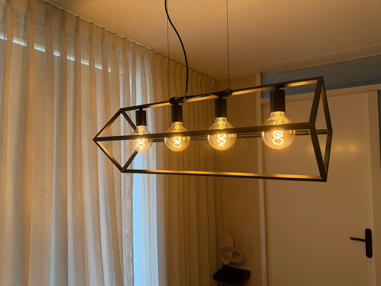 Lucide Fabian 4xE27 Hanglamp Zwart, Huis en Inrichting, Ophalen, E27 (groot), Zo goed als nieuw, Metaal