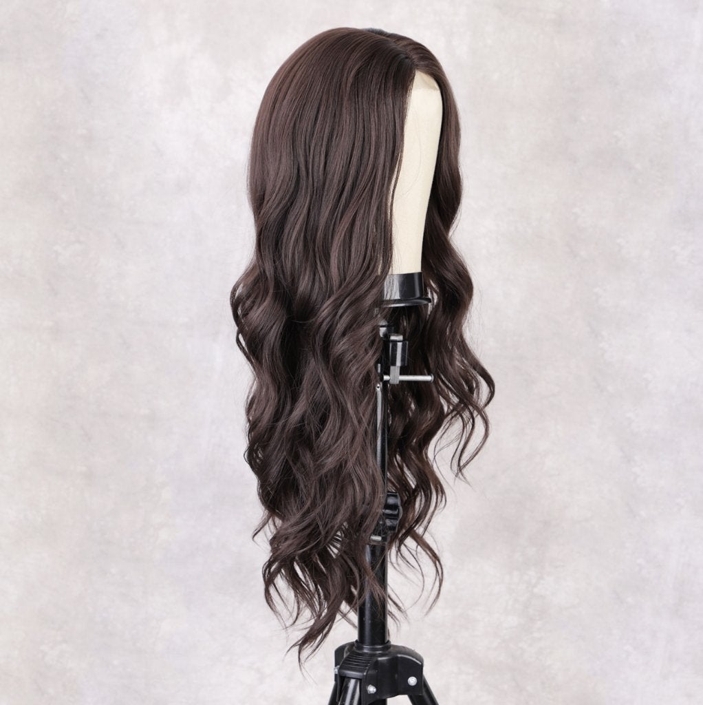 Bruine Lange Golvende Pruik Bruin Haar Haren Dames Vrouwen, Verzenden, Nieuw, Pruik of Haarverlenging