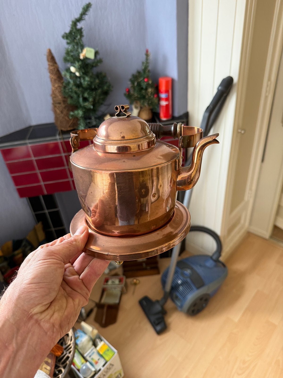 Theepot koper met merk antiek, Antiek en Kunst, Antiek | Koper en Brons, Ophalen, Koper