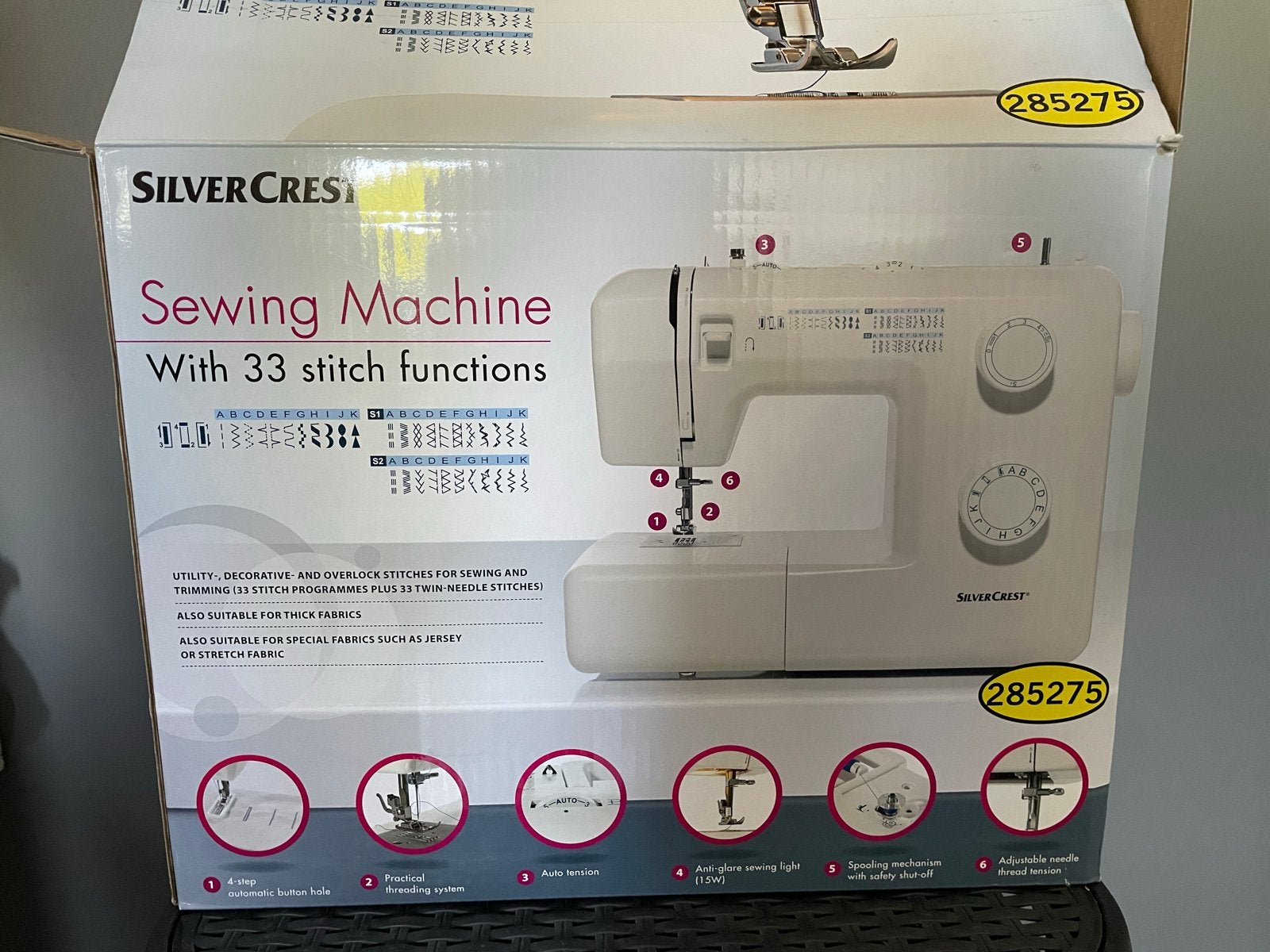 Silvercrest Naaimachine met 33 Steekfuncties, Hobby en Vrije tijd, Naaimachines en Toebehoren, Ophalen, Zo goed als nieuw, Naaimachine