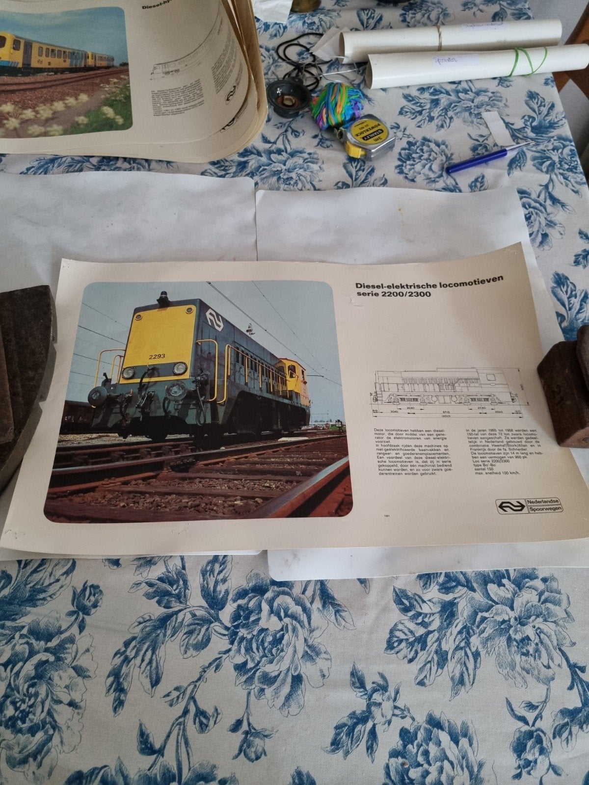 NS Diesel-elektrische locomotief serie 2200/2300 prent, Ophalen of Verzenden, Gebruikt, Trein, Kaart of Prent