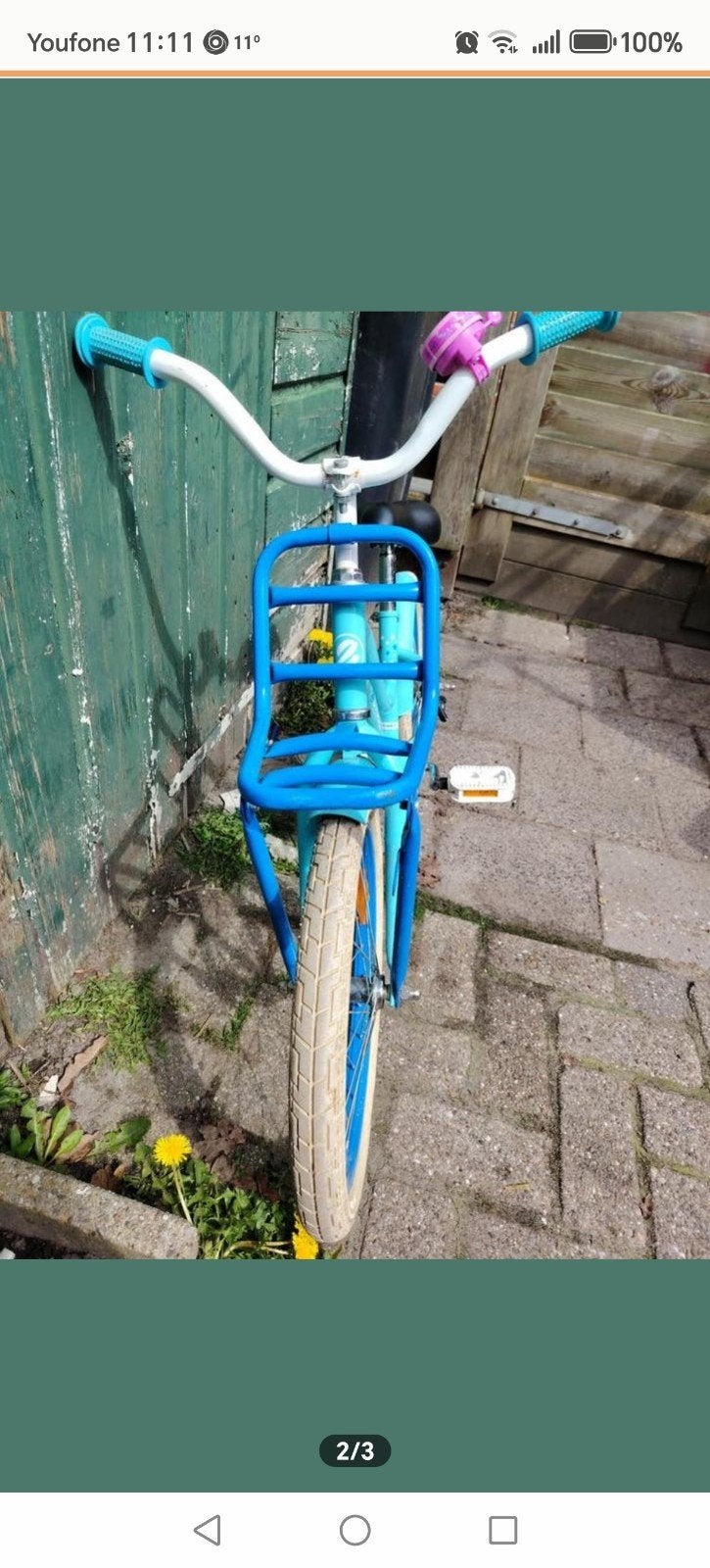 Kinderfiets 18 inch - Blauw met voorrek, Fietsen en Brommers, Fietsen | Kinderfietsjes, Gebruikt, 16 tot 20 inch, Terugtraprem