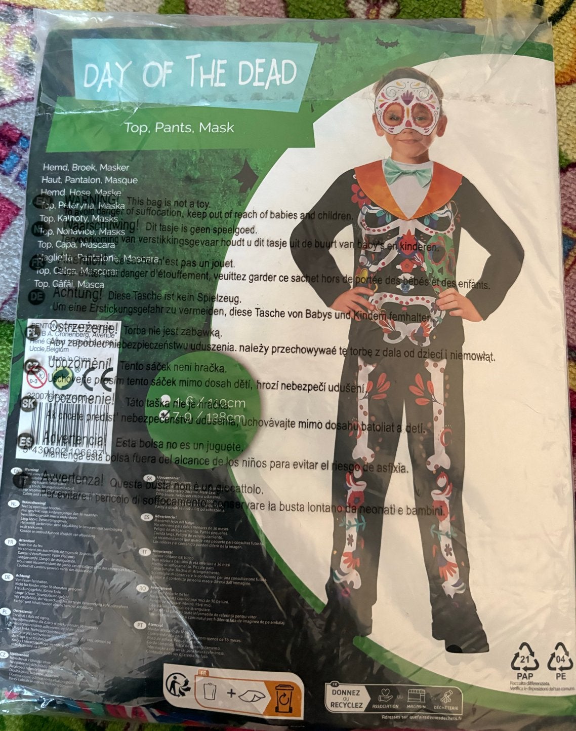Day of the Dead kostuum voor kinderen, Ophalen, Zo goed als nieuw, 122 t/m 128, Jongen of Meisje