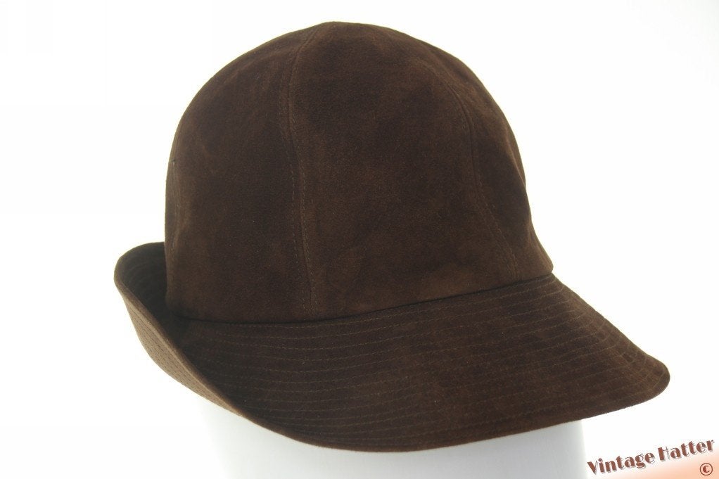 Vintage Dameshoed bruin zacht varkensleer 55 = S tot XS, Ophalen of Verzenden, Zo goed als nieuw, 55 cm (S, 6⅞ inch) of minder
