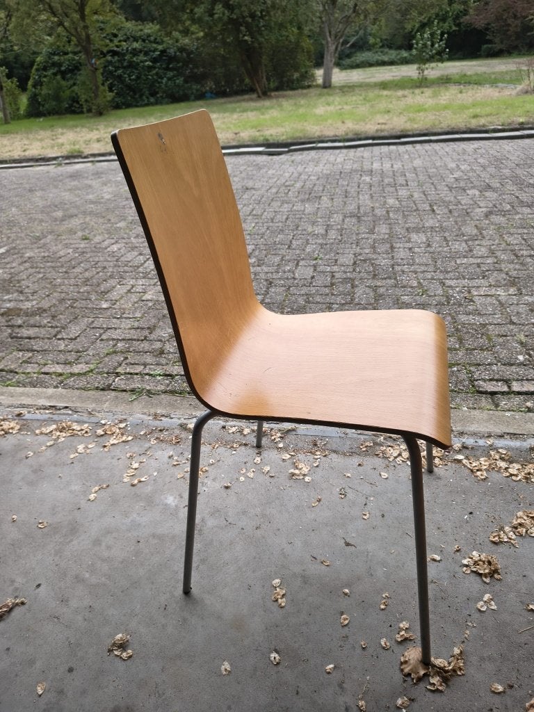 6 vintage houten school/ kantine stoelen, Huis en Inrichting, Ophalen, Gebruikt, Bruin, Vijf, Zes of meer stoelen