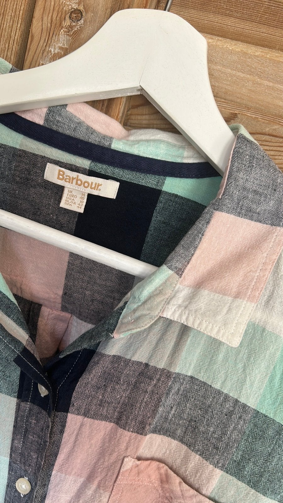 Barbour overhemd jurk ruit zgan 40 groen roze, Kleding | Dames, Jurken, Ophalen of Verzenden, Zo goed als nieuw, Maat 38/40 (M)