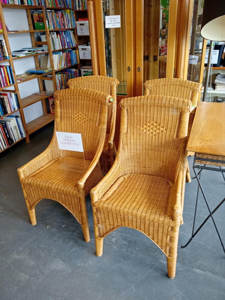 Tuinstoelen, stoelen, rotan, vintage, Huis en Inrichting, Stoelen, Ophalen, Bruin