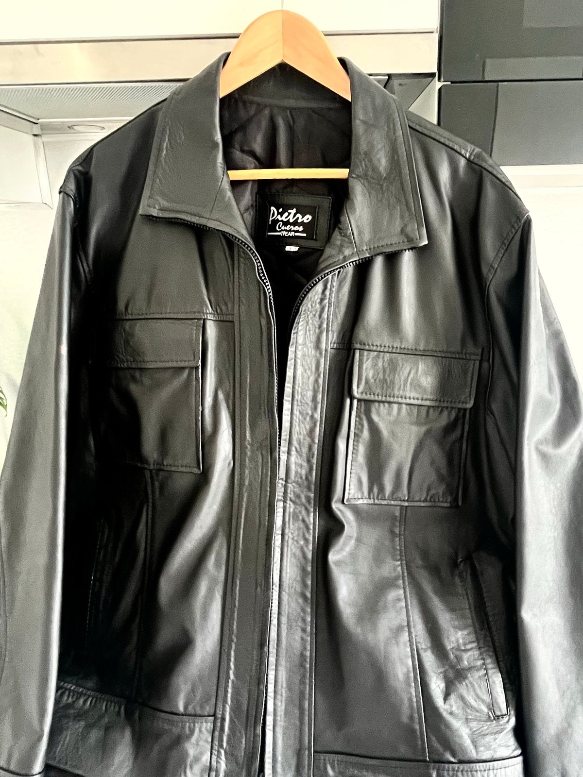 Zwart leren jack van Pietro Cueros, maat X/XL, Kleding | Dames, Ophalen of Verzenden, Nieuw, Maat 46/48 (XL) of groter, Zwart