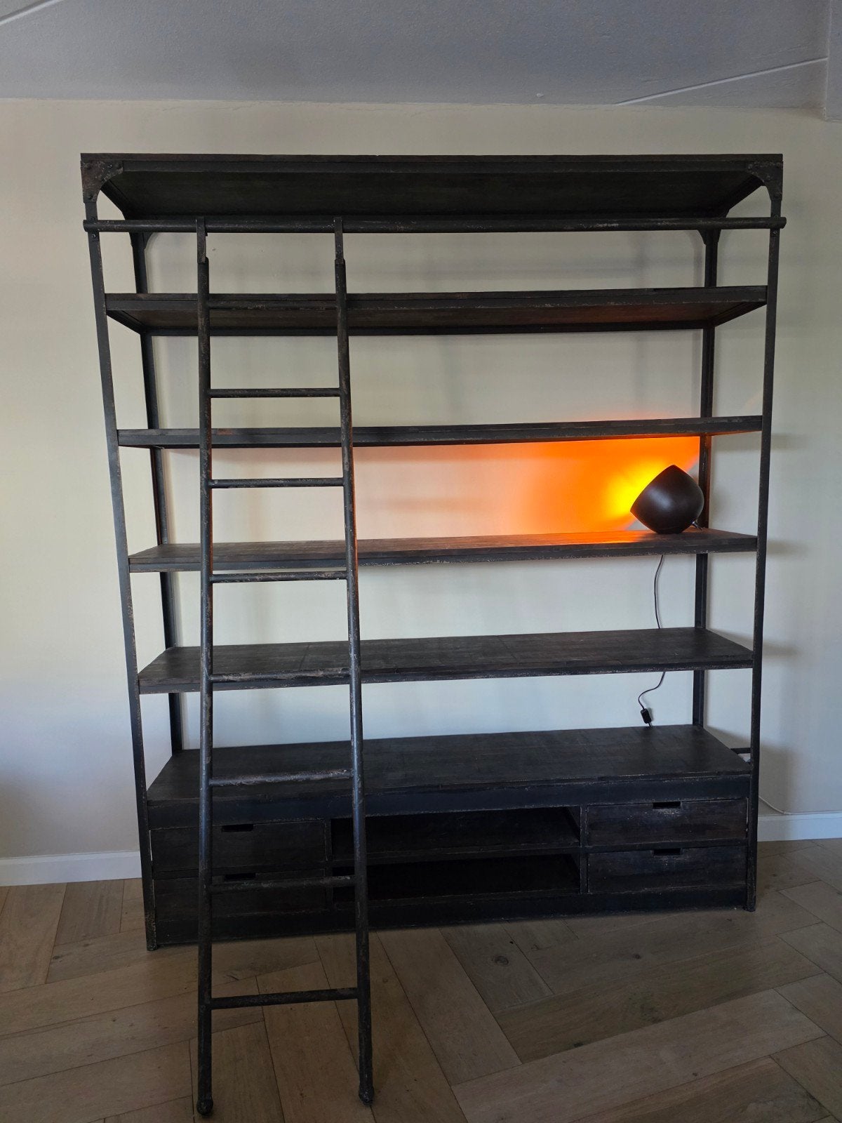 Industriële Boekenkast met Lades en Planken - 182x117x41 cm, Ophalen, 25 tot 50 cm, 150 tot 200 cm