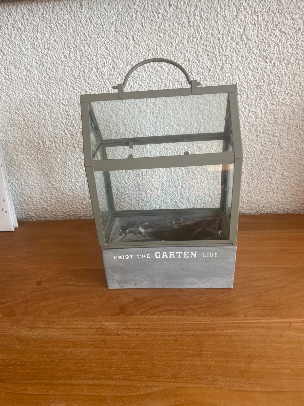 Leuke betonnen potje met glazen dakje, Ophalen, Zo goed als nieuw, Beton, Rechthoekig