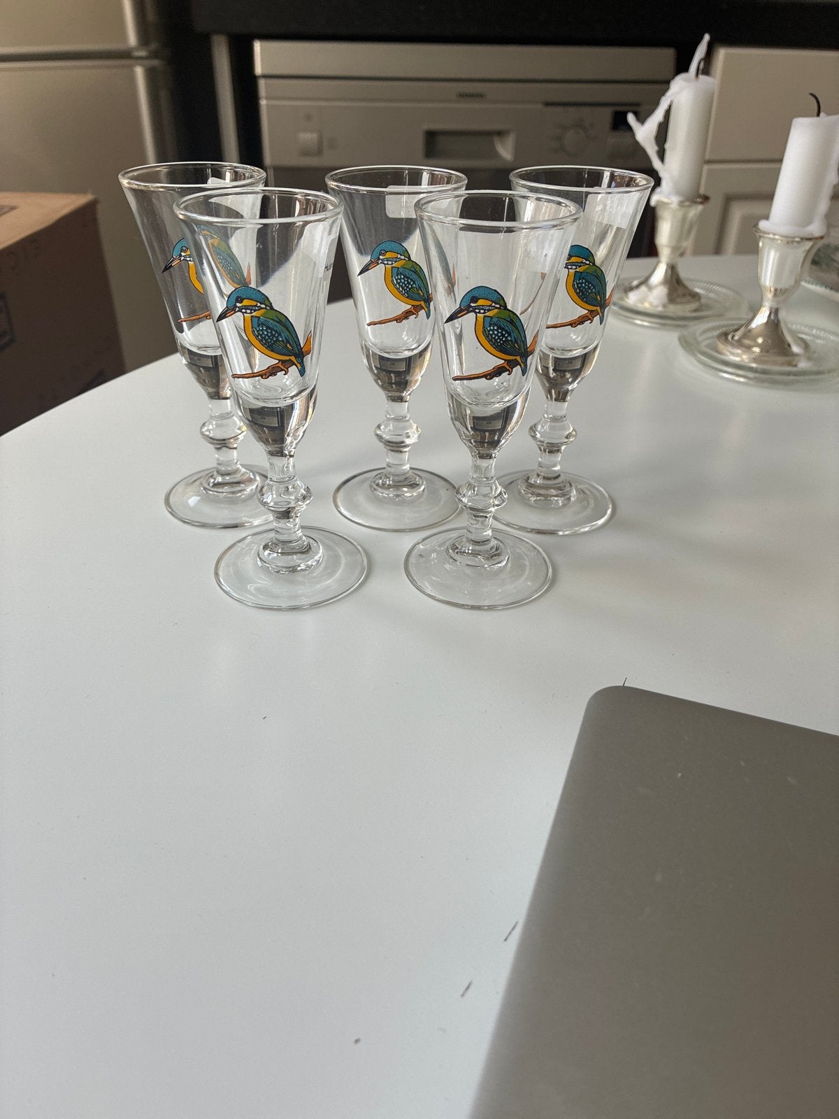 Set van 5 borrelglazen met ijsvogeldecoratie - luminarc, Ophalen of Verzenden