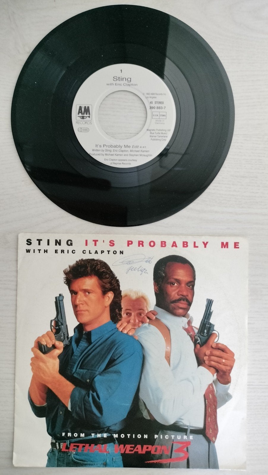 Sting met Eric Clapton - It's Probably Me (Lethal Weapon 3), Gebruikt, Filmmuziek en Soundtracks, 7 inch, EP