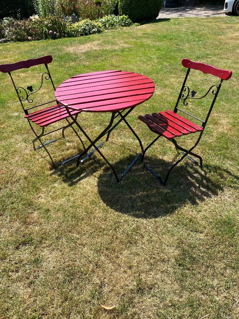 tuinset/bistroset, Tuin en Terras, Tuinstoelen, Ophalen, Gebruikt, Hout, Inklapbaar