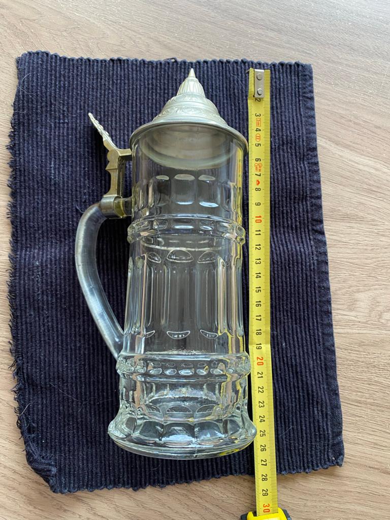 Vintage Bierpul met tinnen deksel - 0.4L, Antiek en Kunst, Ophalen of Verzenden