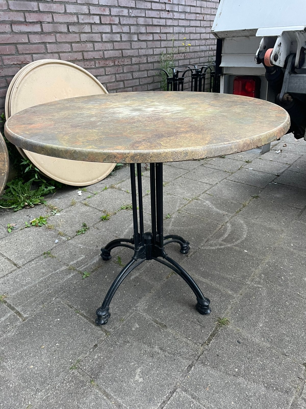 4x Terrastafel Bistro Tafel Rond, Ophalen, Gebruikt, Rond, X