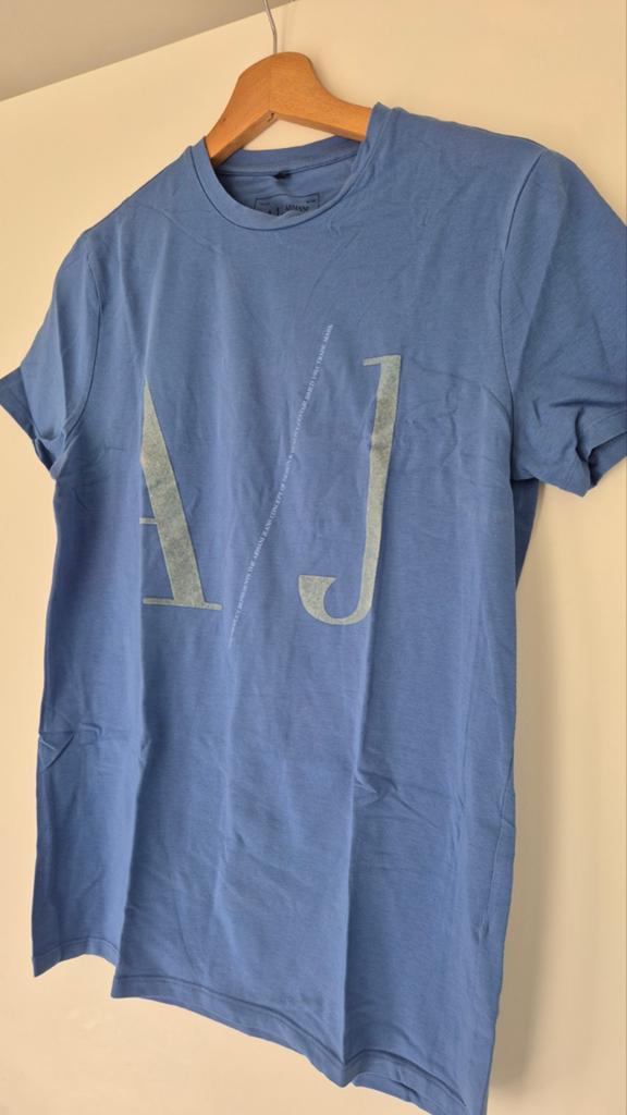 ZGAN! ARMANI JEANS T-SHIRT BLAUW MT M, Armani jeans, Ophalen of Verzenden, Zo goed als nieuw, Maat 48/50 (M)