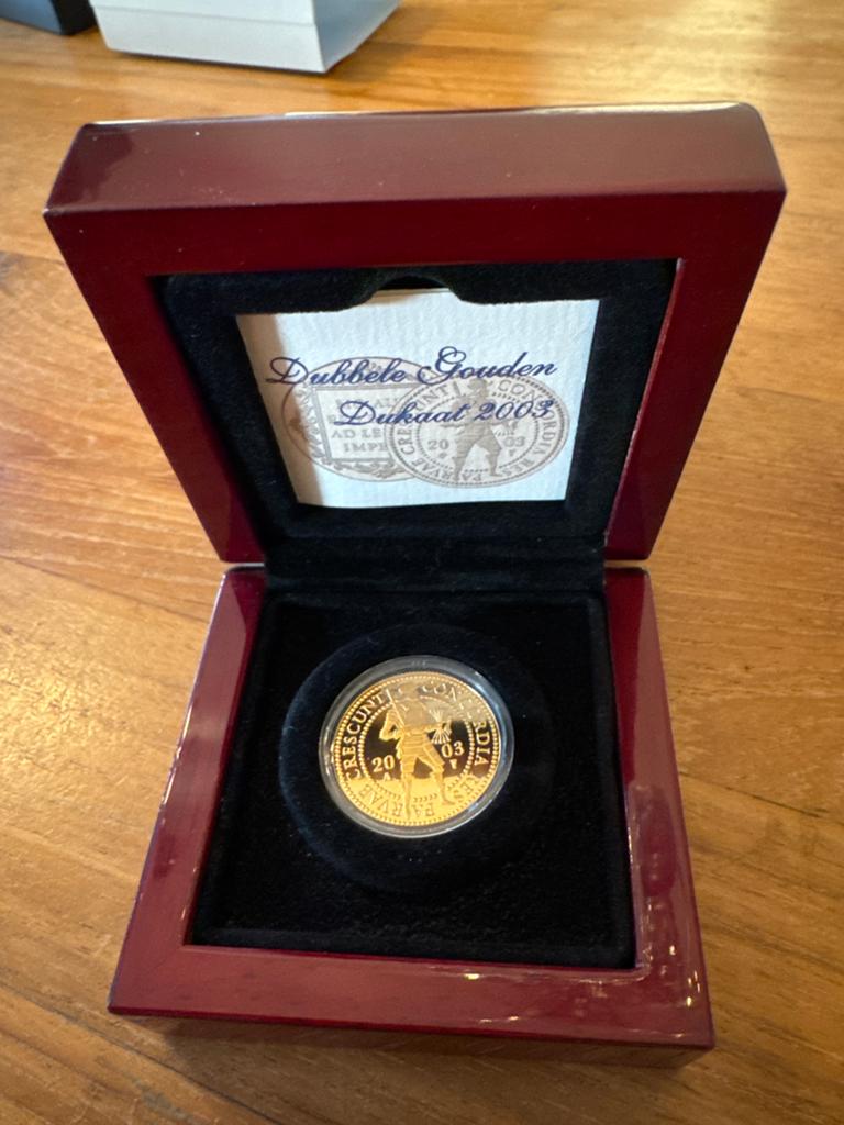 Dubbele Gouden Dukaat 2003 in luxe houten cassette, Ophalen, Koningin Beatrix, Losse munt, Goud
