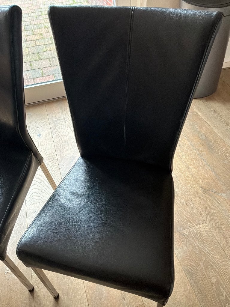Leren eetkamerstoelen, Huis en Inrichting, Ophalen, Gebruikt, Zwart, Leer