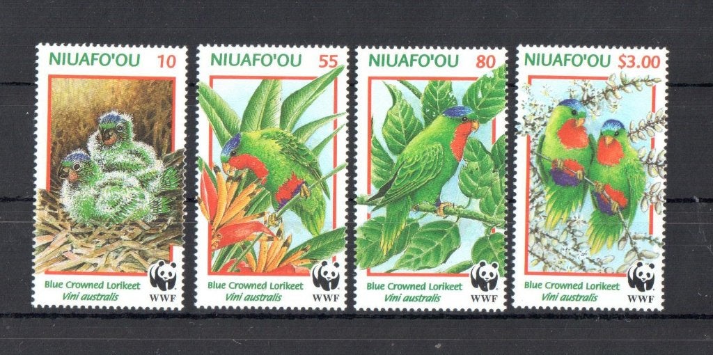 WWF set postzegels van de Blauwkaplori, Ophalen of Verzenden, Postfris, Dier of Natuur