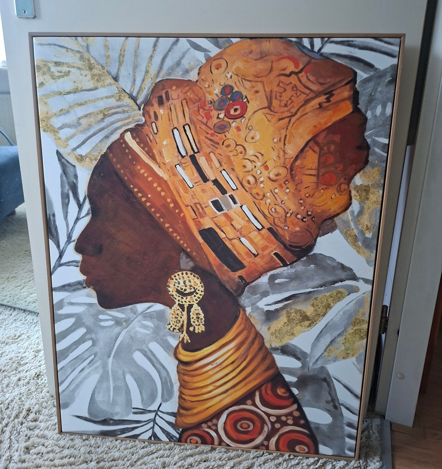 schilderij kleurige Afrikaanse vrouw  70x90 cm, Ophalen