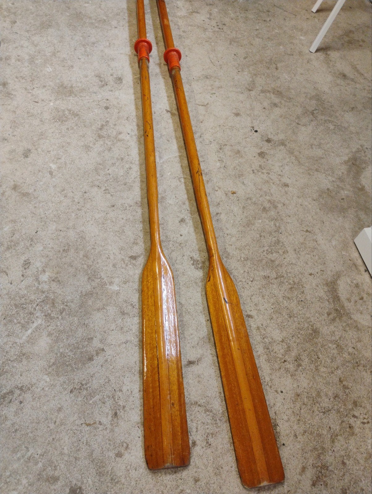 Houten roeispanen met oranje roeidollen, Watersport en Boten, Ophalen of Verzenden, Gebruikt