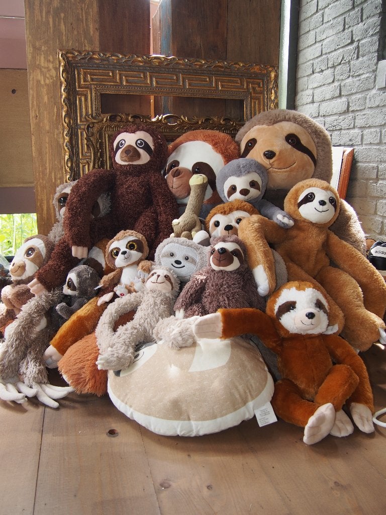 Partij luiaard knuffels - Diverse maten en kleuren, Ophalen, Gebruikt, Overige typen, Middelgroot (20 tot 80 cm)