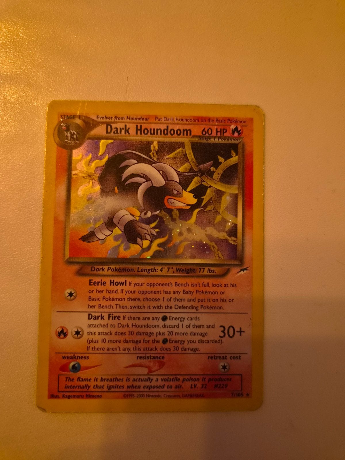 Dark Houndoom Pokémon kaart Neo Destiny's 7/105 played, Ophalen of Verzenden, Gebruikt, Losse kaart