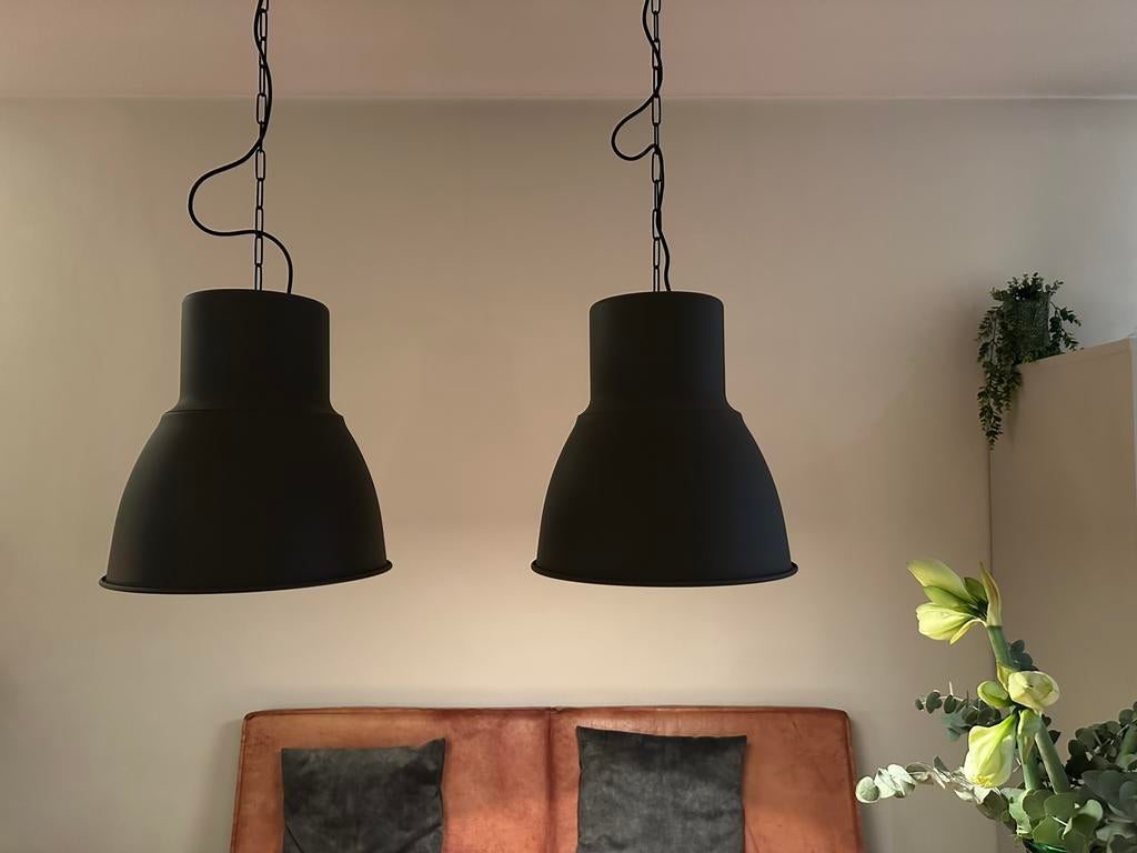 IKEA HEKTAR Hanglampen antraciet 38 cm set compleet, Ophalen, Zo goed als nieuw, Minder dan 50 cm