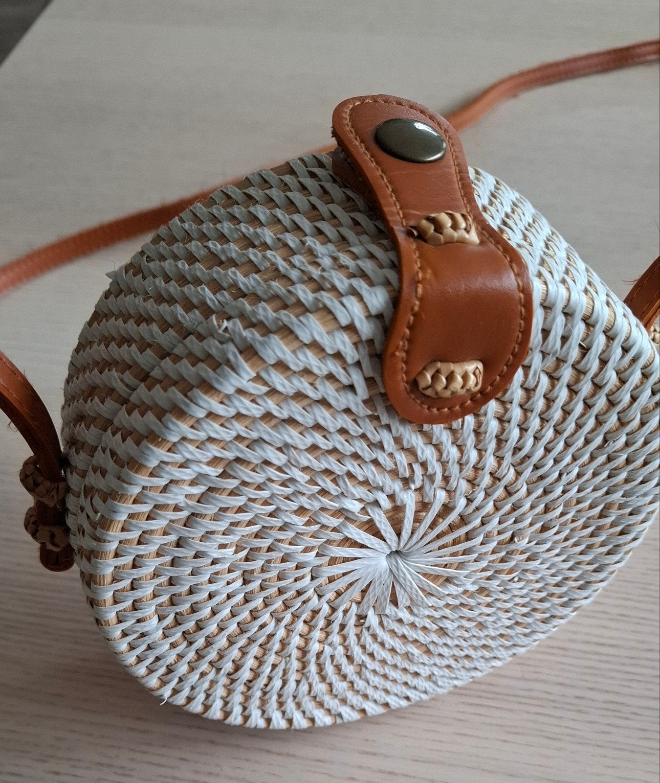 Bali Rotan Schoudertasje - Bohemian Stijl - 15 cm, Ophalen of Verzenden, Zo goed als nieuw, Beige, Schoudertasje
